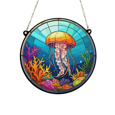 Jellyfish Stained Glass Effect Suncatcher